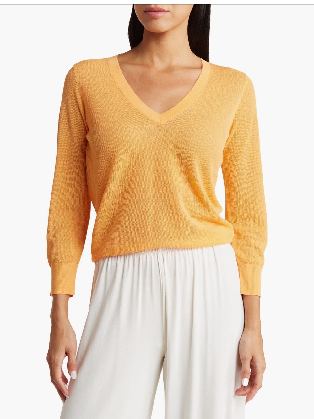 Vince Bright Orange V-Neck Sweater